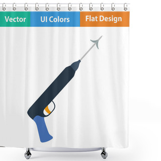 Personality  Flat Design Icon Of Fishing  Speargun Shower Curtains