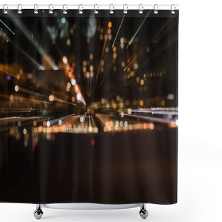 Personality  Cityscape With Blurred Bright Illumination From Windows At Night Shower Curtains