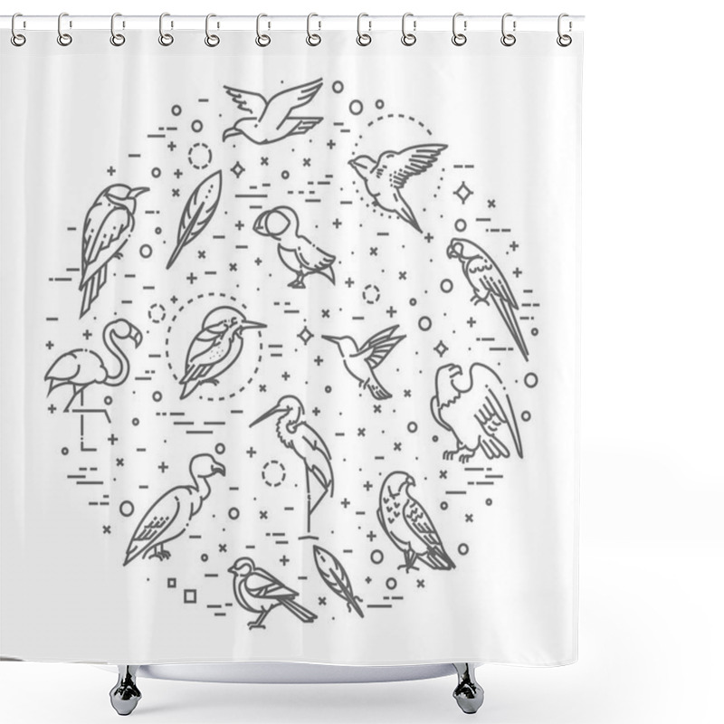 Personality  Set Of Different Birds. Shower Curtains