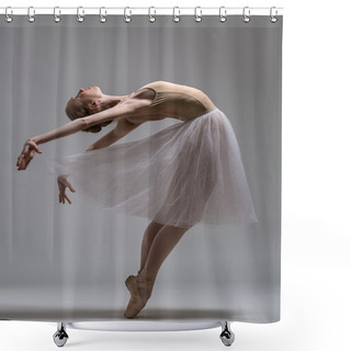 Personality  Graceful Ballerina Standing On Toes Bending The Back Shower Curtains
