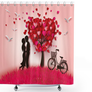 Personality  Two Enamored Under A Love Tree Shower Curtains