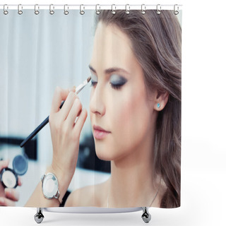 Personality  Applying Eyeshadow Shower Curtains