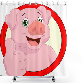 Personality  Cartoon Pig Mascot Shower Curtains