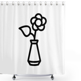 Personality  Flower In Vase Icon Vector. Flower In Vase Sign. Isolated Contour Symbol Illustration Shower Curtains