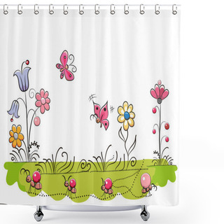 Personality  Meadow With Cute Flowers Shower Curtains