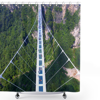 Personality  Aerial View Of The World's Longest And Highest Glass-bottomed Bridge Over The Zhangjiajie Grand Canyon At Wulingyuan Scenic And Historic Interest Area In Zhangjiajie City, Central China's Hunan Province, 20 August 2016 Shower Curtains