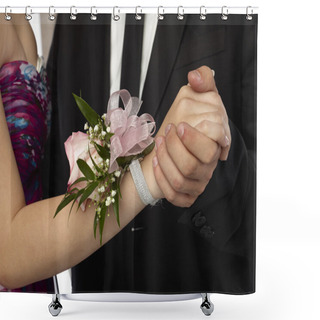 Personality  Pink Corsage In A Woman Wrist Shower Curtains