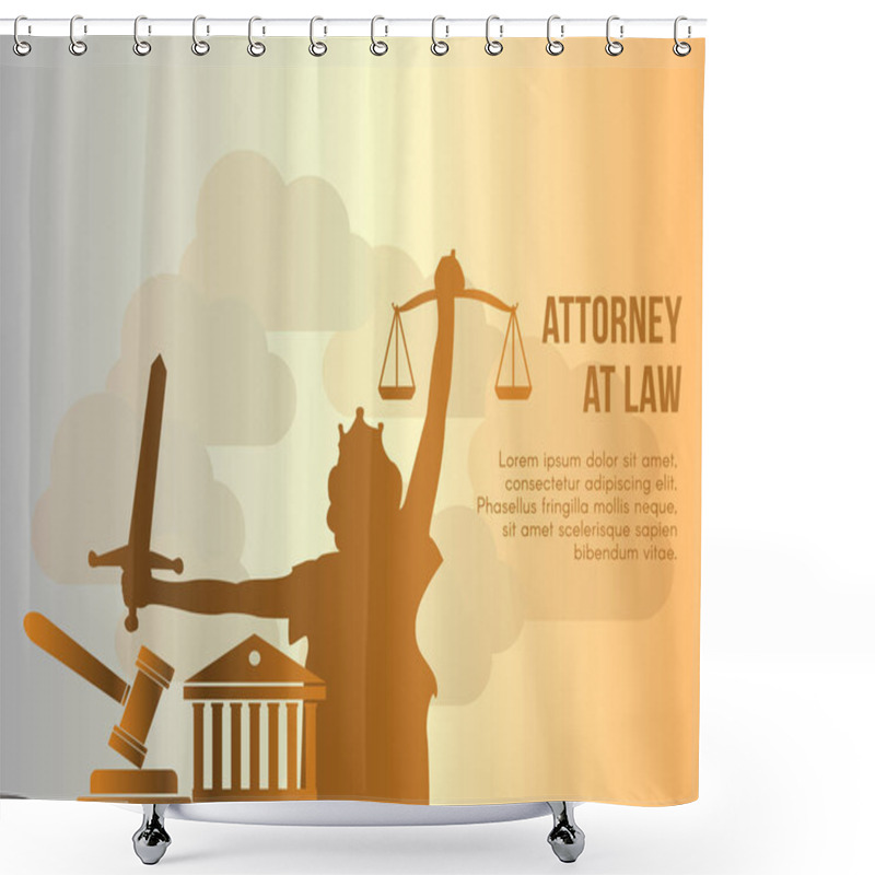 Personality  Attorney At Law Concept. Ready To Use Vector Illustration. Suitable For Background, Wallpaper, Landing Page, Web, Banner, Card And Other Creative Work. Shower Curtains