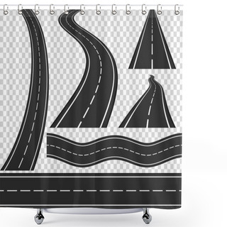 Personality  Set Of New Asphalt Roads, Vertical And Horizontal Roads, Highway, Vector Eps10 Illustration Shower Curtains