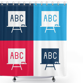 Personality  Abc Blue And Red Four Color Minimal Icon Set Shower Curtains