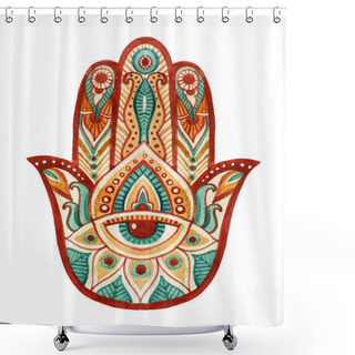 Personality  Hamsa Hand In Watercolor. Protective And Good Luck Amulet In Indian, Arabic  Jewish Cultures. Hamesh Hand In Vivid Colors. Shower Curtains