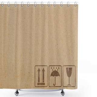 Personality  Brown Cardboard Texture With Icons Shower Curtains