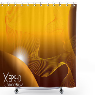 Personality  Modern Planetary Abstract Gold Background With Helix Spiral Lines And Sun. Vector Illustration Shower Curtains