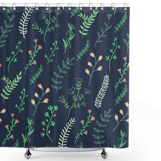 Personality  Seamless Pattern With Plants. Organic Ornament. Suitable For Printing On Fabric, Gift Wrapping, Wall Decoration. Hand-drawn Illustration.  Shower Curtains