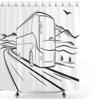 Personality  Bus Rides On The Road Shower Curtains
