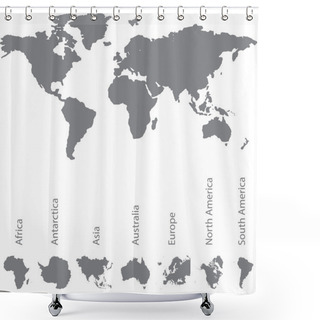 Personality  Illustrated Map Of The World With All Continents Shower Curtains