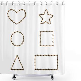 Personality  Set Of Rusty Barbed Wire Different Shapes Shower Curtains