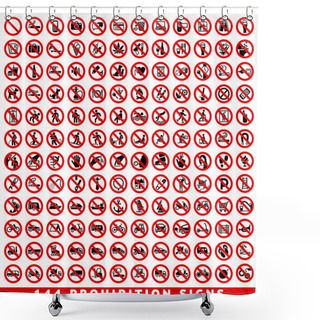 Personality  Prohibition Signs, Big Set Shower Curtains