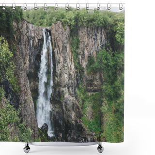 Personality  Aerial View Of Beautiful Waterfall In Skaftafell National Park In Iceland Shower Curtains