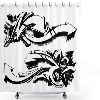 Personality  Black And White Graffiti Backgrounds Shower Curtains