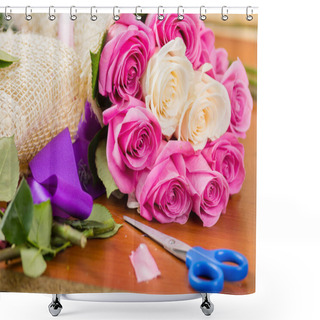 Personality  Making A Special Rose Bouquet Shower Curtains