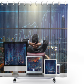 Personality  Back Side Of Sitting Businessman  Shower Curtains