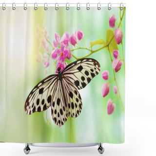 Personality  Rice Paper Butterfly Shower Curtains