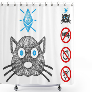 Personality  Ethereum Crypto Kitty Web Vector Mesh Illustration Shower Curtains