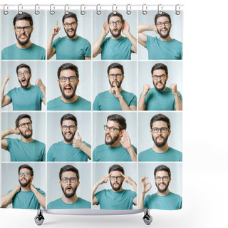 Personality  Set Of Handsome Emotional Man Shower Curtains