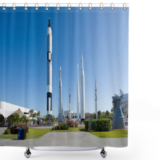 Personality  Rocket Garden Of Kennedy Space Center Shower Curtains