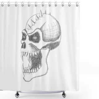 Personality  Vampire Skull In Profile Shower Curtains