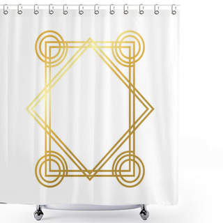 Personality  Geometric Border Frame Decoration Golden Gradient Style Icon Shower Curtains