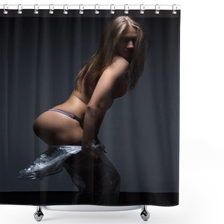 Personality  Photo Of Yong Girl In Thong Panties Shower Curtains