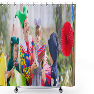 Personality  Animator Playing With Kids Shower Curtains