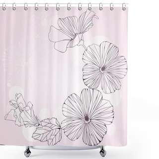 Personality  Romantic Frame With Pink Hibiscus Flowers. Shower Curtains