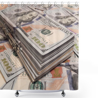 Personality  New One Hundred Dollar Bills Stack Shower Curtains