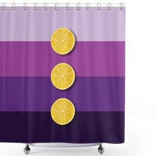 Personality  Abstract Lemon Slices On Electric Purple Background Shower Curtains