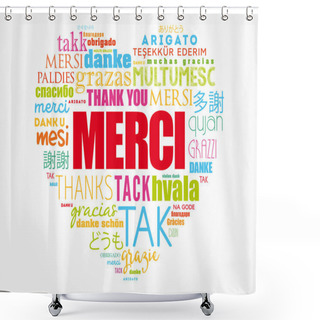 Personality  Merci (Thank You In French) Love Heart Shower Curtains