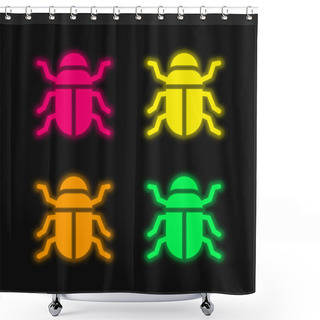 Personality  Beetle Four Color Glowing Neon Vector Icon Shower Curtains