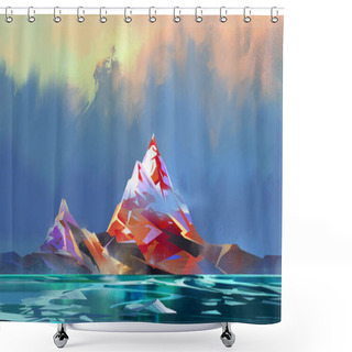 Personality  Painted Bright Sunny Mountain Northern Landscape With The Sea Shower Curtains