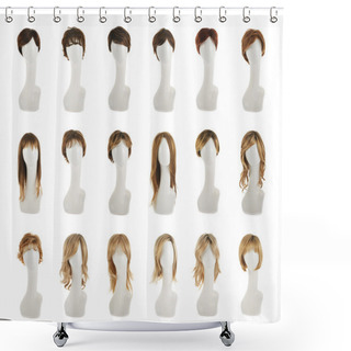 Personality  Hair Wig Over The Mannequin Head Set Shower Curtains