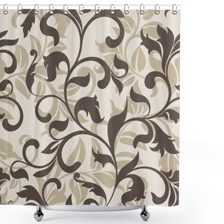 Personality  Seamless Pattern With Floral Tracery On A Beige Background Shower Curtains