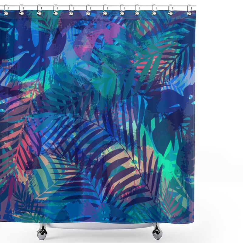 Personality  Seamless Tropical Pattern With Palm Leaves. Shower Curtains