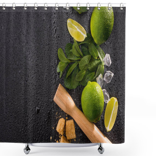 Personality  Lime Slices With Sugar And Wooden Squeezer Shower Curtains