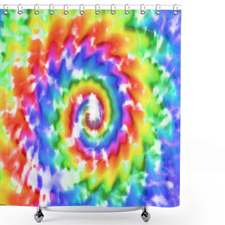 Personality  Tie Dye Shirt Abstract Pattern Background Spiral Rainbow Shower Curtains