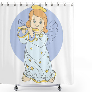 Personality  Vector Cute Angel. Vector Illustration. Shower Curtains