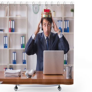 Personality  Young King Businessman Working In The Office  Shower Curtains