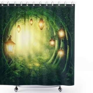 Personality  Road In A Dark Forest Shower Curtains