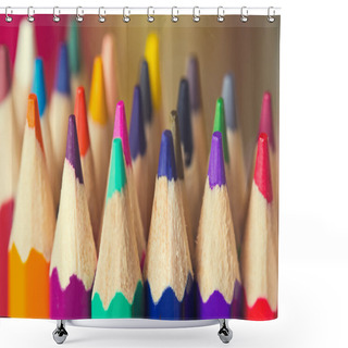 Personality  Colored Pencils Closeup As Background Shower Curtains