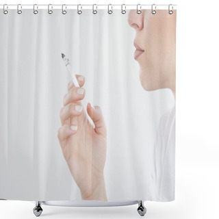 Personality  Close Up Of Smoking Woman Shower Curtains